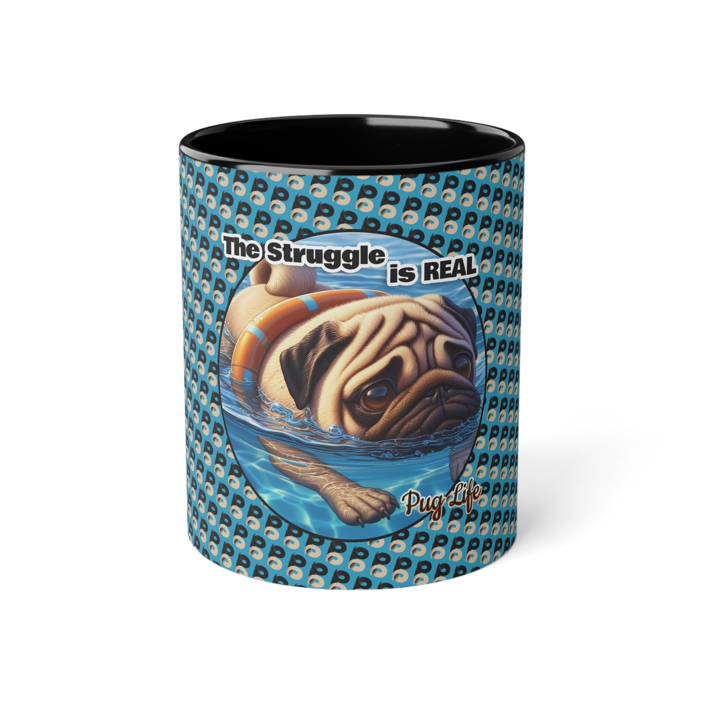 P&B Pug Life: The Struggle - Accent Mug, 11oz