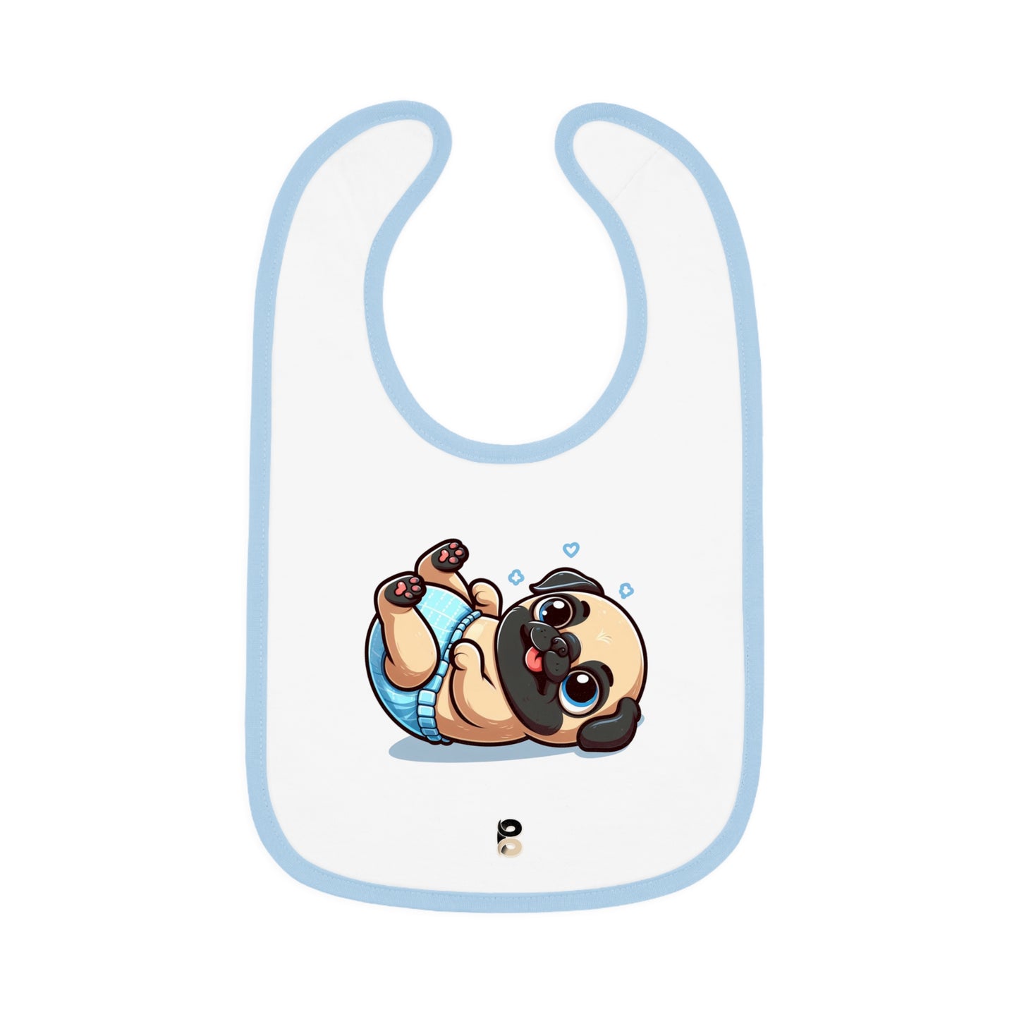 P&B Blue Baby Pug: Baby Contrast Trim Jersey Bib