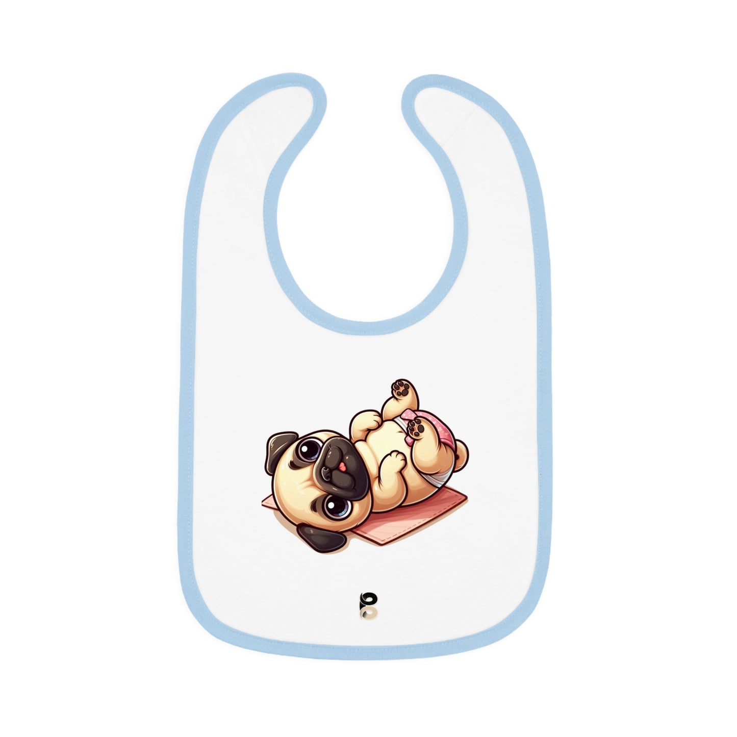 P&B Pink Baby Pug: Baby Contrast Trim Jersey Bib