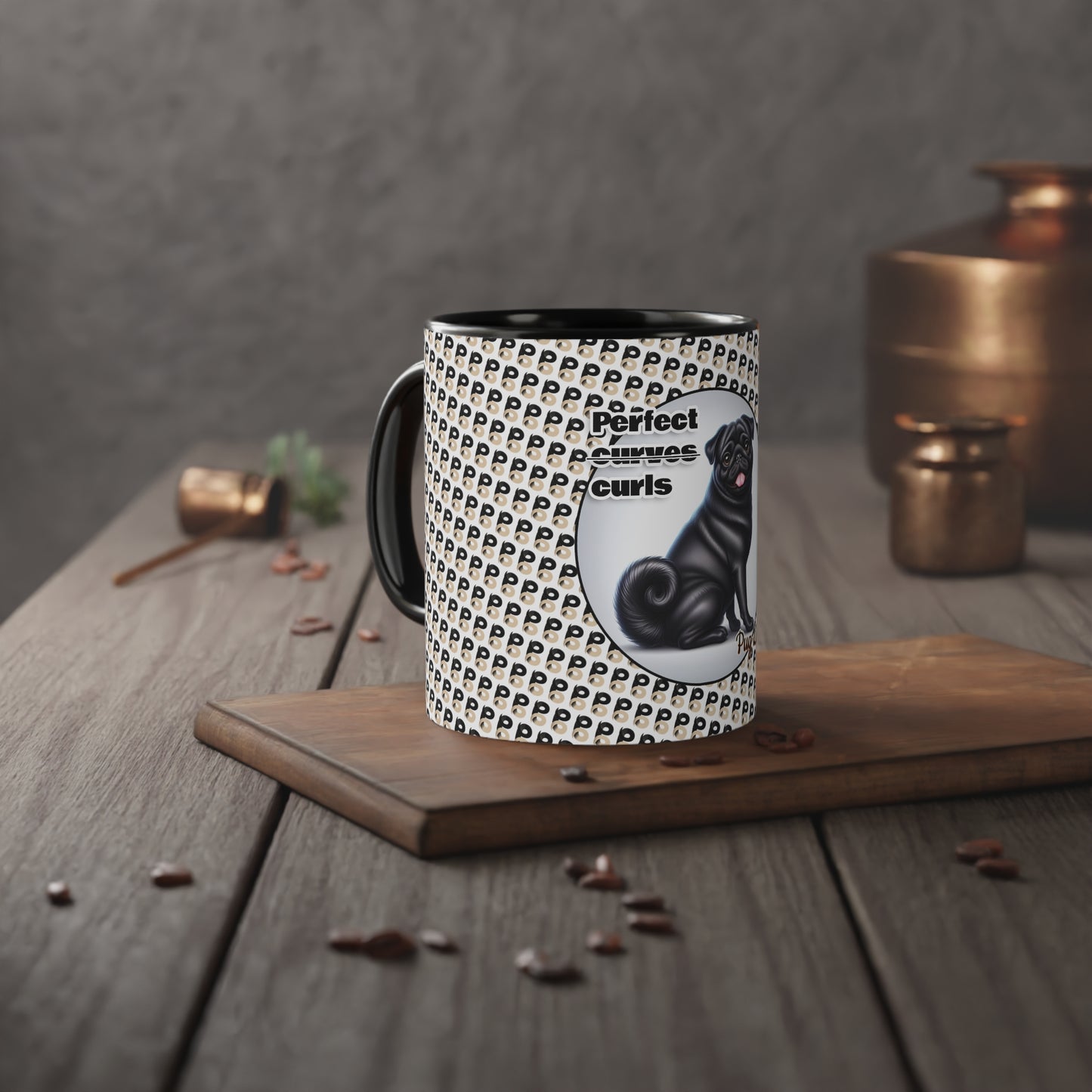 P&B Pug Life: Perfect Curls - Accent Mug, 11oz