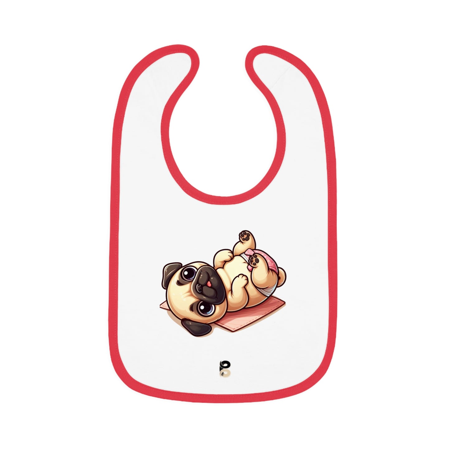 P&B Pink Baby Pug: Baby Contrast Trim Jersey Bib