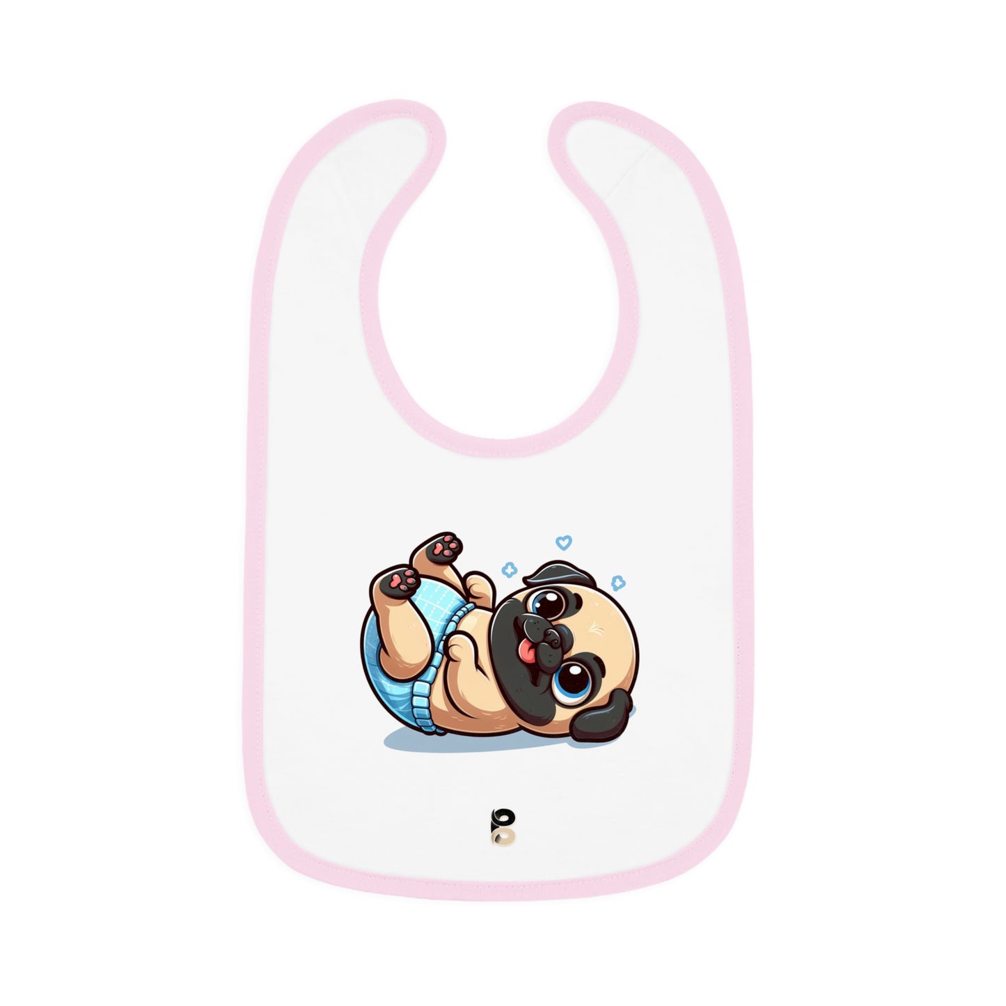 P&B Blue Baby Pug: Baby Contrast Trim Jersey Bib