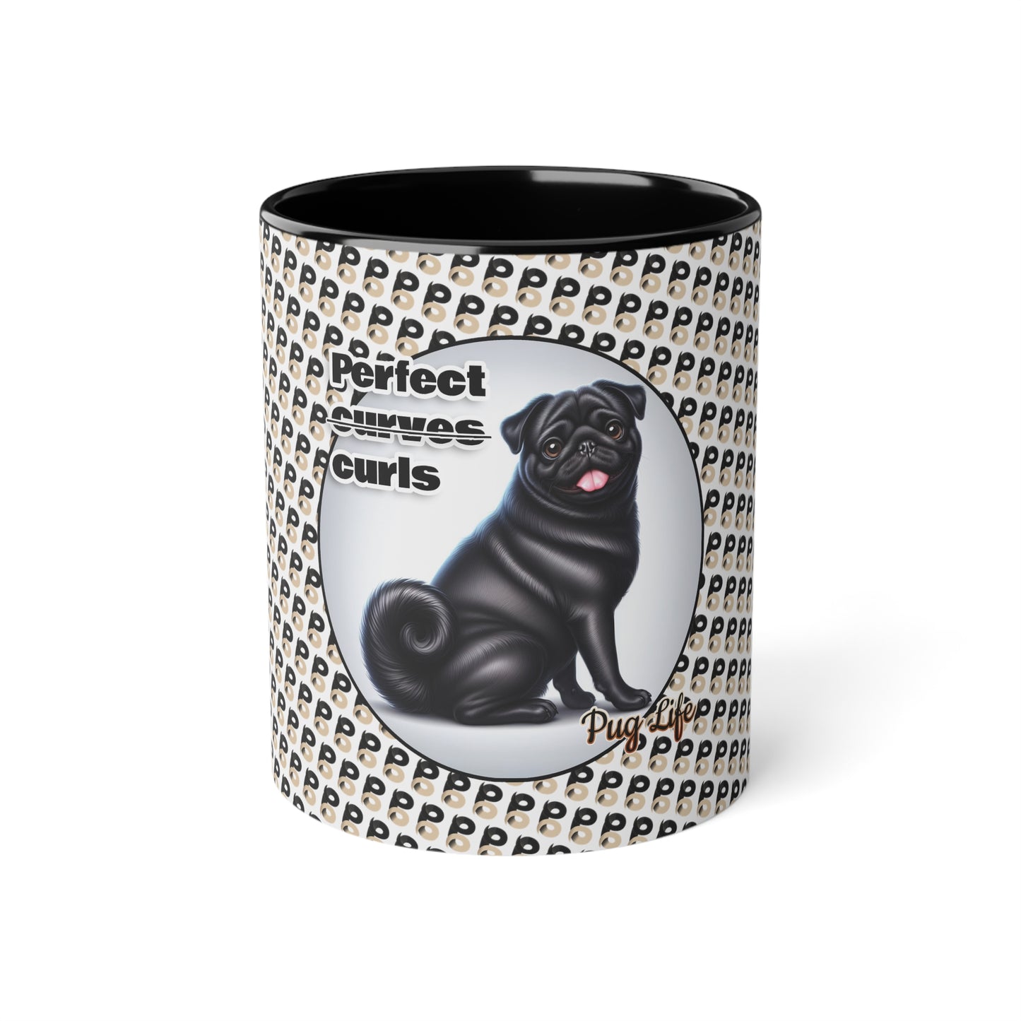 P&B Pug Life: Perfect Curls - Accent Mug, 11oz