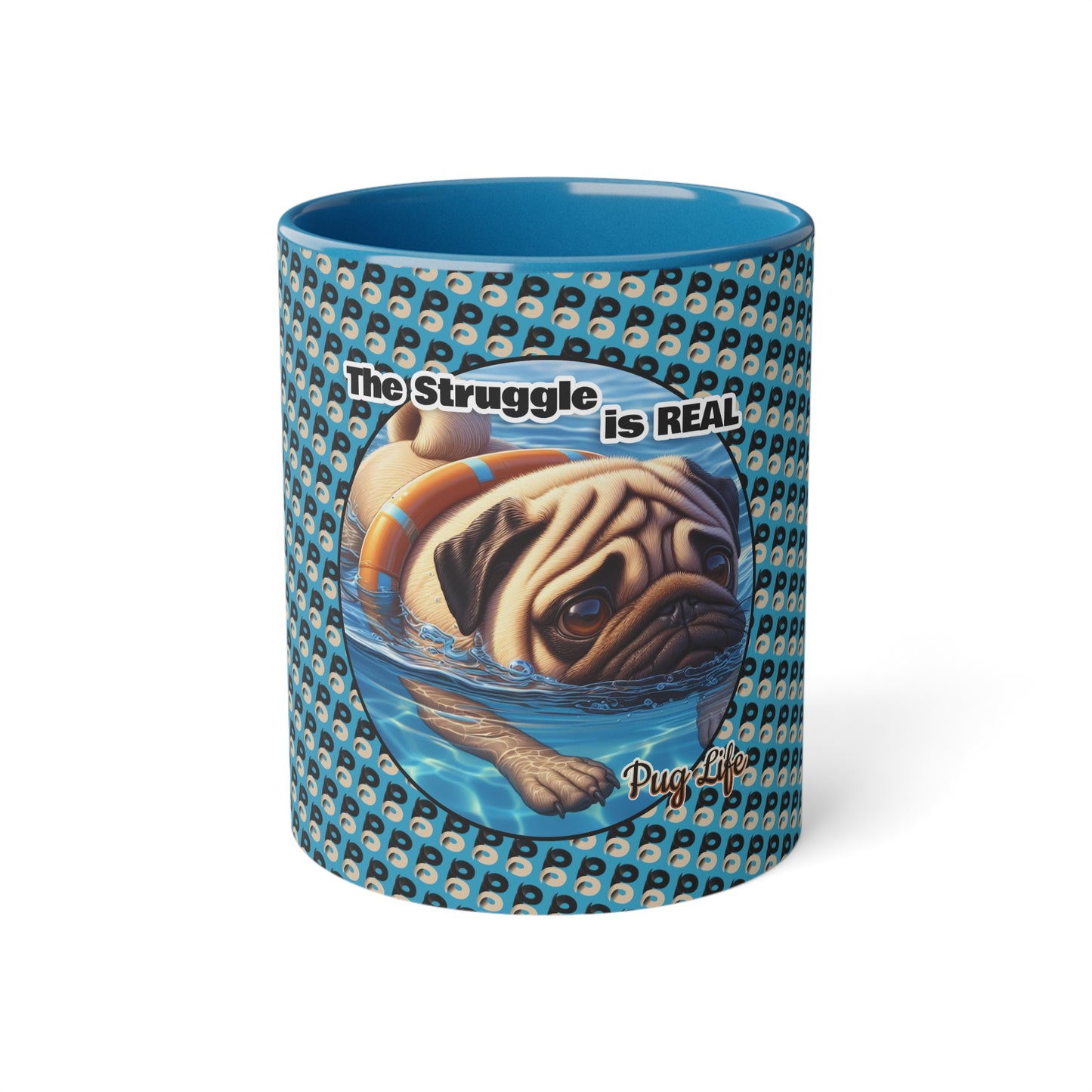 P&B Pug Life: The Struggle - Accent Mug, 11oz