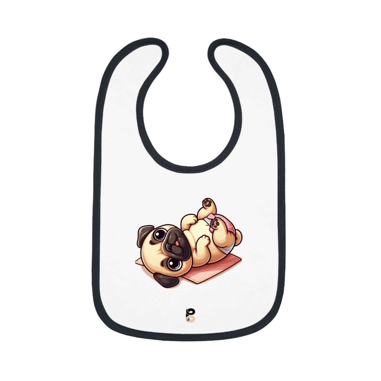 P&B Pink Baby Pug: Baby Contrast Trim Jersey Bib