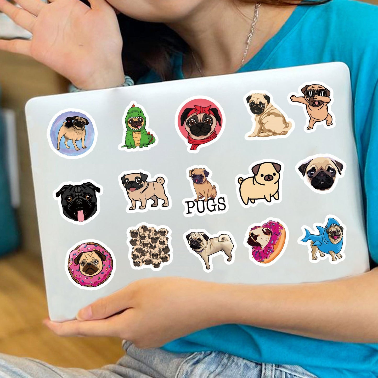 50pcs Cute Pug Waterproof Stickers