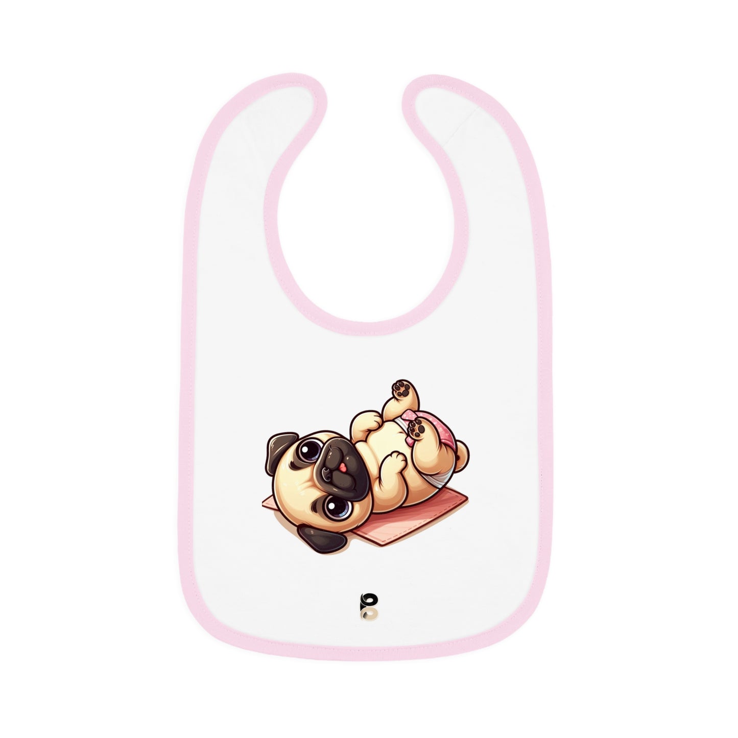 P&B Pink Baby Pug: Baby Contrast Trim Jersey Bib