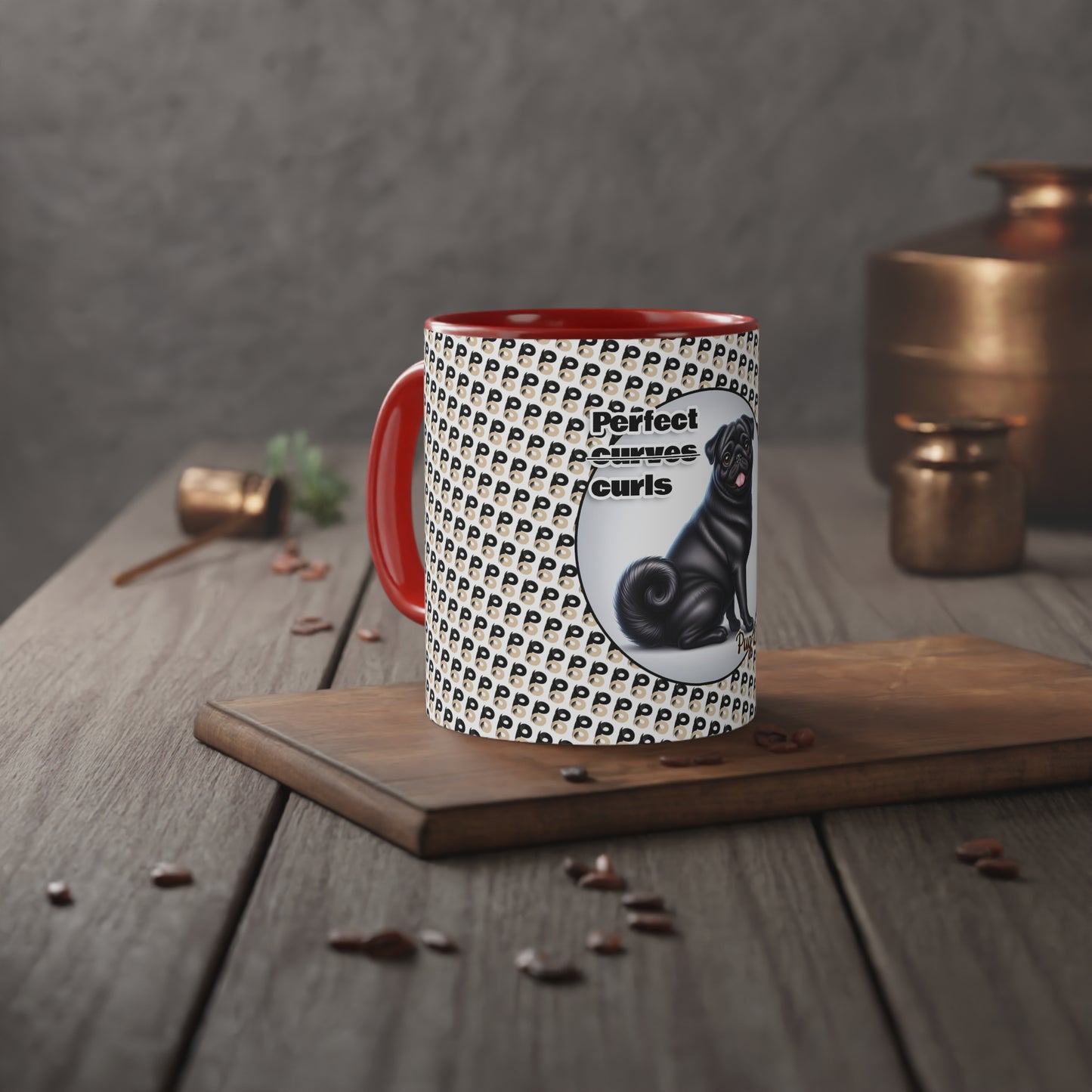 P&B Pug Life: Perfect Curls - Accent Mug, 11oz