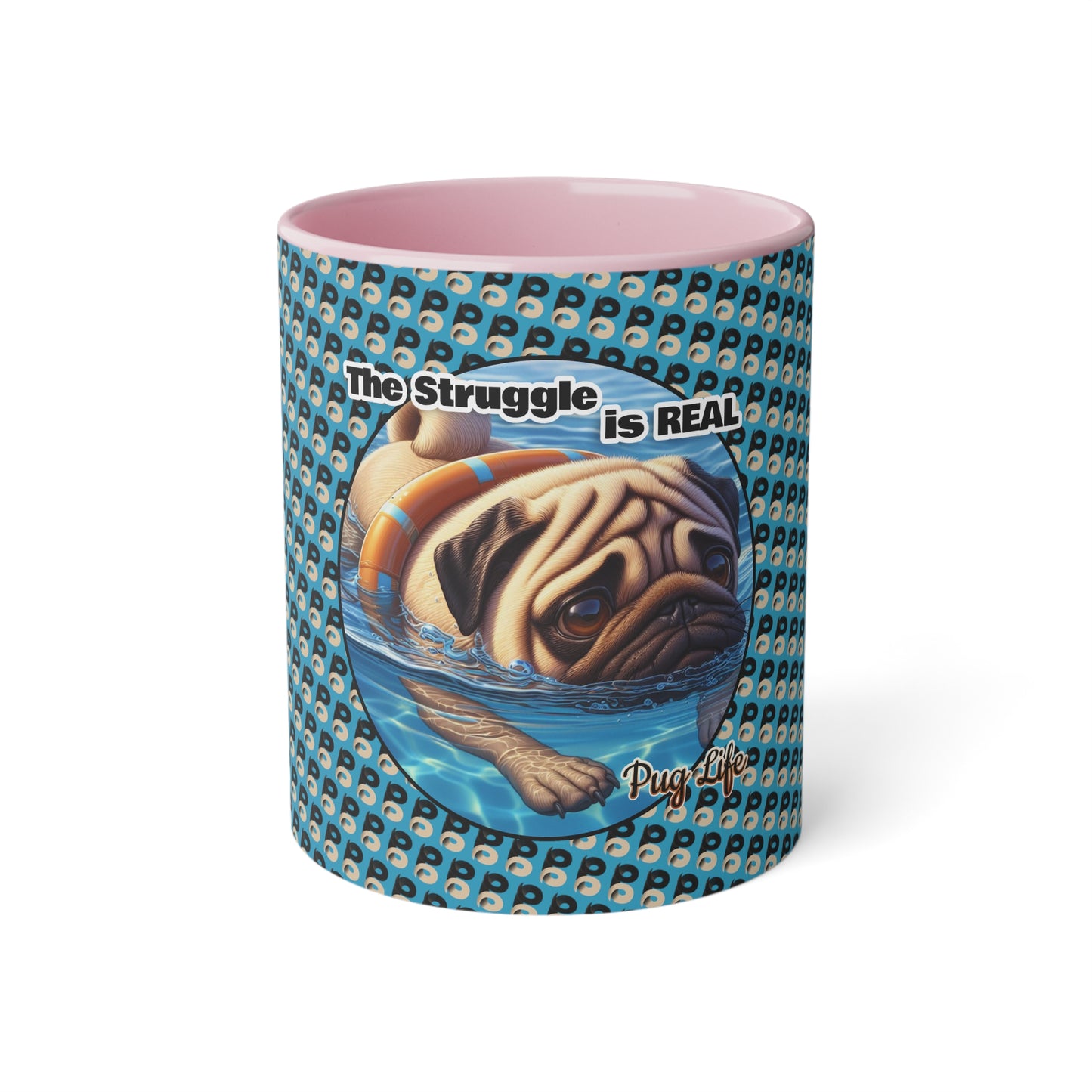 P&B Pug Life: The Struggle - Accent Mug, 11oz